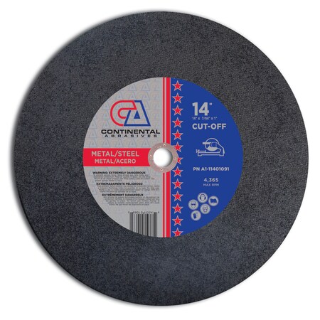 Continental Abrasives Continental Low Horsepower Chop Saw Wheel 14x7/64"x1" Type 1 A1-11401091